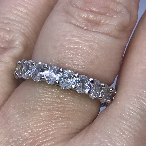 White Gold over 925 diamond eternity wedding ring - Picture 13 of 14